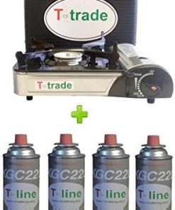 Réchaud de table double connexion (cartouches à gaz ou bouteille) puissance 2 200 W + 4 cartouches incluses