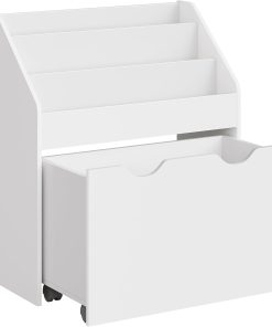 SONGMICS Étagère pour Jouets, 3 Compartiments Bibliothèque pour Enfants, Boîte à Jouets Mobile, avec roulettes, Multi-Usage, pour Chambre d'enfant et Salle de Jeux, Blanc Nuage GKR041W10