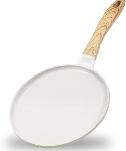 JEETEE Poêle à Crêpes 28 cm - Crêpière avec Revêtement Antiadhésif - Fonte Aluminium - Tous Feux dont Induction - Sans PFOA - Beige