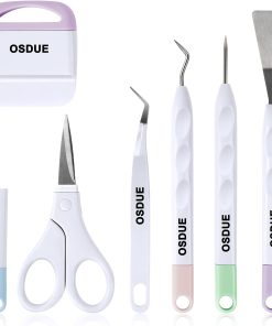 OSDUE Kit d'outils de Base, 6 Pièces Accessoires de Traceur Artisanat Carton Trousse ​d'outils de Démarrage Camées Lettrage Compris Crochets de Désherbage Pincettes Spatules
