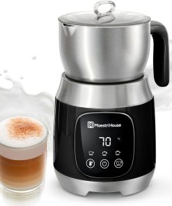 Mousseur à lait Maestri House, 12 en 1 600 ml Mousseur à lait électrique avec température et force de mousse variables, commande Smart Touch, pour Latte Cappuccino, Chocolat chaud, Lait chaud