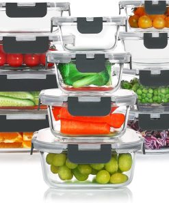 KOMUEE Lot de 12 récipients en verre avec couvercle, contenants repas en verre hermétiques sans BPA - boîtes de conservation pour micro-ondes et congélateur